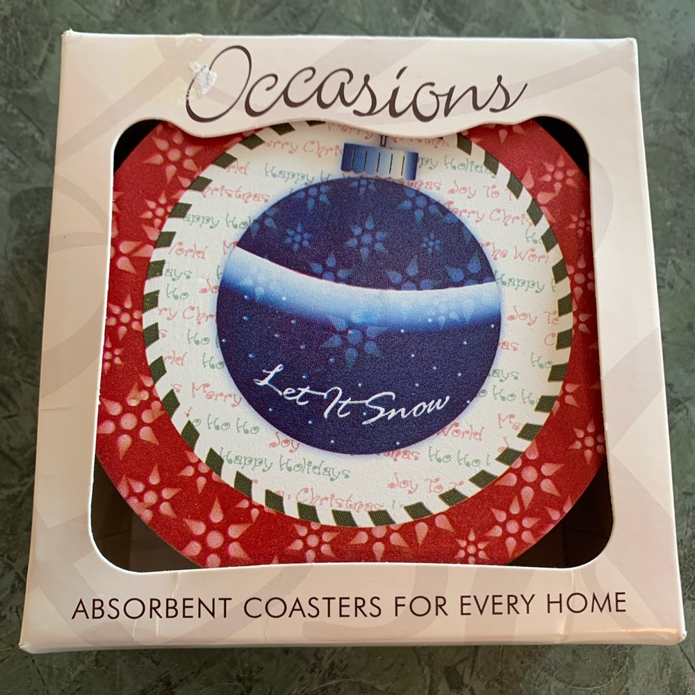 Occasions Set of 6 absorbent Holiday coasters.